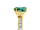 Yellow gold Heart Cut Green Sapphire Solitaire Ring with Pavé Accents and Four-Prong Setting_5