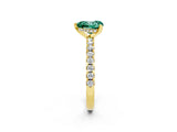 Yellow gold Heart Cut Green Sapphire Solitaire Ring with Pavé Band and Four-Prong Setting_14