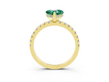 Yellow gold Heart Cut Green Sapphire Solitaire Ring with Pavé Band and Four-Prong Setting_15