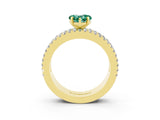 Yellow gold Heart Cut Green Sapphire Solitaire Ring with Pavé and Channel Set Band_3