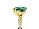 Yellow gold Heart Cut Green Sapphire Solitaire Ring with Pave Band and Four Prong Setting_29
