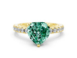 Yellow gold Heart Cut Green Sapphire Solitaire Ring with Round  Pavé Band and Four-Prong Setting_36
