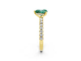Yellow gold Heart Cut Green Sapphire Solitaire Ring with Round  Pavé Band and Four-Prong Setting_38