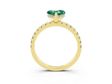 Yellow gold Heart Cut Green Sapphire Solitaire Ring with Round  Pavé Band and Four-Prong Setting_39
