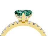Yellow gold Heart Cut Green Sapphire Solitaire Ring with Round  Pavé Band and Four-Prong Setting_40
