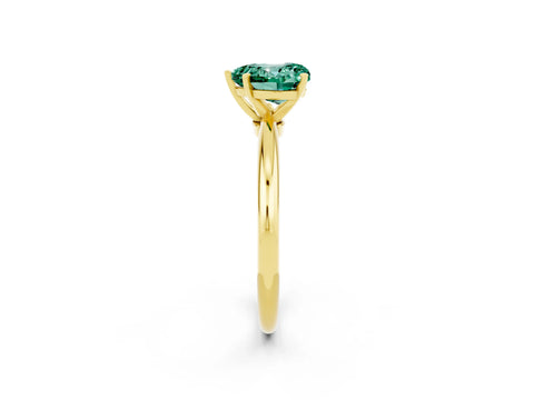 Yellow gold Heart Cut Green Sapphire Solitaire Ring with Six-Prong Setting and Classic Band_2