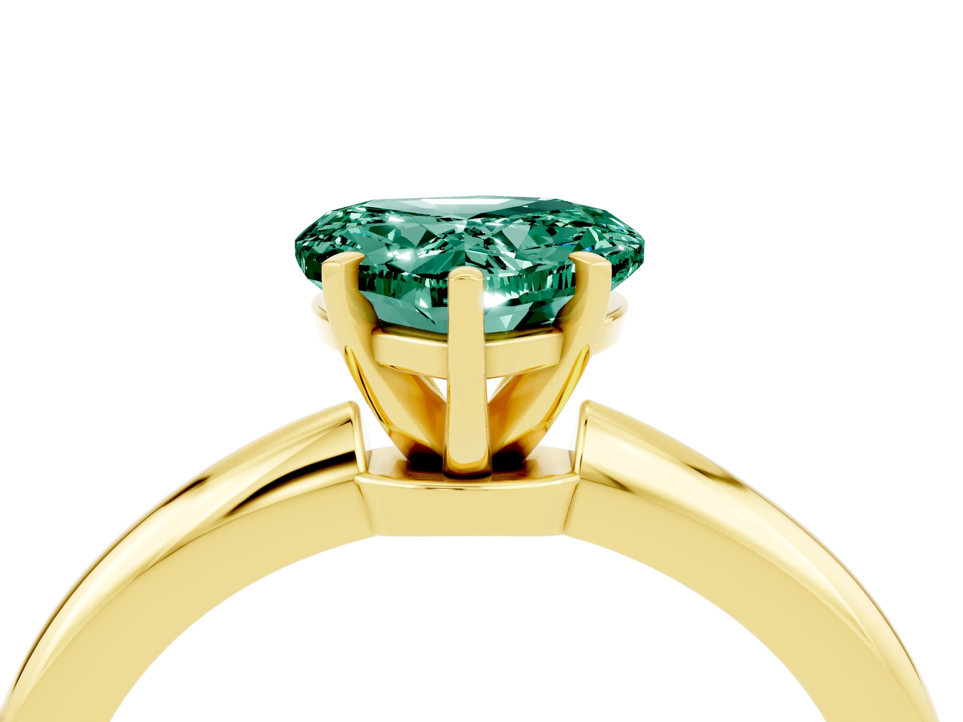 Yellow gold Heart Cut Green Sapphire Solitaire Ring with Six-Prong Setting and Classic Band_4