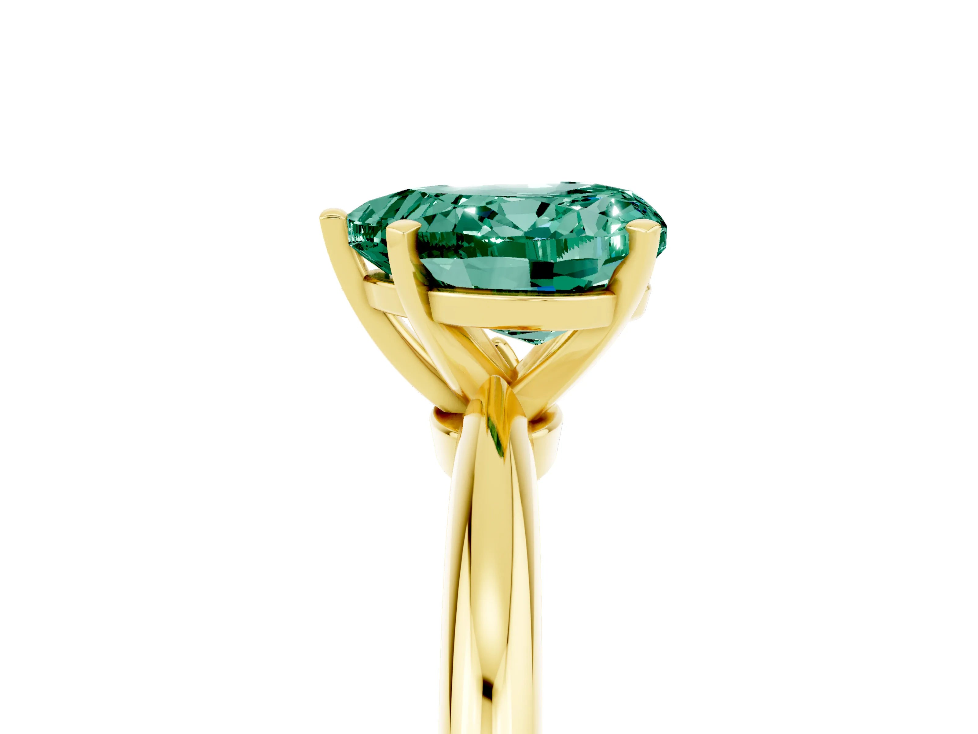 Yellow gold Heart Cut Green Sapphire Solitaire Ring with Six-Prong Setting and Classic Band_5