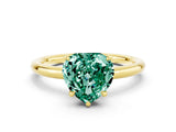 Yellow gold Heart Cut Green Sapphire Solitaire Ring with Thin Band and Four-Prong Setting