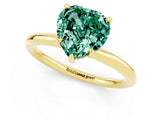 Yellow gold Heart Cut Green Sapphire Solitaire Ring with Thin Band and Four-Prong Setting_1