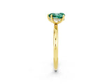 Yellow gold Heart Cut Green Sapphire Solitaire Ring with Thin Band and Four-Prong Setting_2
