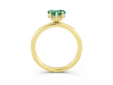 Yellow gold Heart Cut Green Sapphire Solitaire Ring with Thin Band and Four-Prong Setting_3
