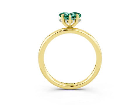 Yellow gold Heart Cut Green Sapphire Solitaire Ring with Thin Band and Four-Prong Setting_3