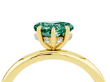 Yellow gold Heart Cut Green Sapphire Solitaire Ring with Thin Band and Four-Prong Setting_4