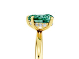 Yellow gold Heart Cut Green Sapphire Solitaire Ring with Thin Band and Four-Prong Setting_5