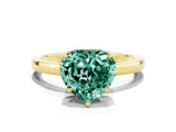 Yellow gold Heart Cut Green Sapphire Solitaire Ring with Thin Band and Prong Setting_12