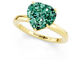 Yellow gold Heart Cut Green Sapphire Solitaire Ring with Thin Band and Prong Setting_13