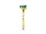 Yellow gold Heart Cut Green Sapphire Solitaire Ring with Thin Band and Prong Setting_14