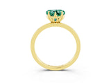 Yellow gold Heart Cut Green Sapphire Solitaire Ring with Thin Band and Prong Setting_15