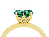 Yellow gold Heart Cut Green Sapphire Solitaire Ring with Thin Band and Prong Setting_16