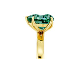 Yellow gold Heart Cut Green Sapphire Solitaire Ring with Thin Band and Prong Setting_17