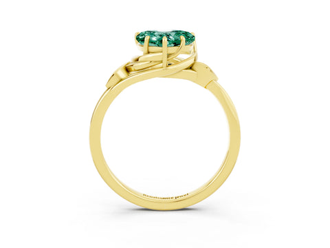 Yellow gold Heart Cut Green Sapphire Solitaire Ring with Twist Band and Four-Prong Setting_39