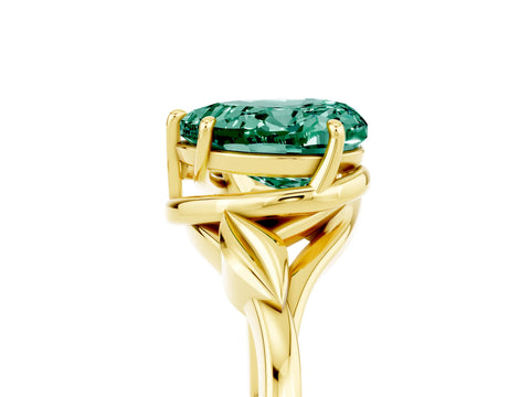 Yellow gold Heart Cut Green Sapphire Solitaire Ring with Twist Band and Four-Prong Setting_41