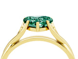 Yellow gold Heart Cut Green Sapphire Solitaire Twist Band Prong Setting Ring_52