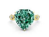 Yellow gold Heart Cut Green Sapphire Solitaire Twisted Band with Round  Accents and Prong Setting_12