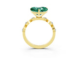 Yellow gold Heart Cut Green Sapphire Solitaire Twisted Band with Round  Accents and Prong Setting_15