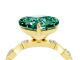 Yellow gold Heart Cut Green Sapphire Solitaire Twisted Band with Round  Accents and Prong Setting_16