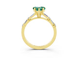 Yellow gold Heart Cut Green Sapphire Solitaire with Side Baguettes and Channel Set Band_3