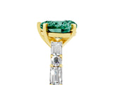 Yellow gold Heart Cut Green Sapphire Solitaire with Side Baguettes and Channel Set Band_5