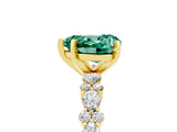 Yellow gold Heart Cut Green Sapphire Solitaire with Side Stones, Pave Band, Four-Prong Setting_41
