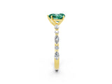 Yellow gold Heart Cut Green Sapphire Solitaire with Side Stones on a Pavé Band and Four-Prong Setting_2