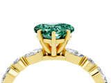 Yellow gold Heart Cut Green Sapphire Solitaire with Side Stones on a Pavé Band and Four-Prong Setting_4