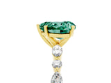 Yellow gold Heart Cut Green Sapphire Solitaire with Side Stones on a Pavé Band and Four-Prong Setting_5