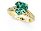 Yellow gold Heart Cut Green Sapphire Split Shank Engagement Ring with Pavé Band_1