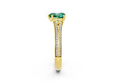 Yellow gold Heart Cut Green Sapphire Split Shank Engagement Ring with Pavé Band_2