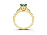 Yellow gold Heart Cut Green Sapphire Split Shank Engagement Ring with Pavé Band_3