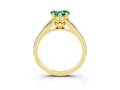 Yellow gold Heart Cut Green Sapphire Split Shank Engagement Ring with Pavé Band_3