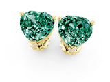 Yellow gold Heart Cut Green Sapphire Stud Earrings_13