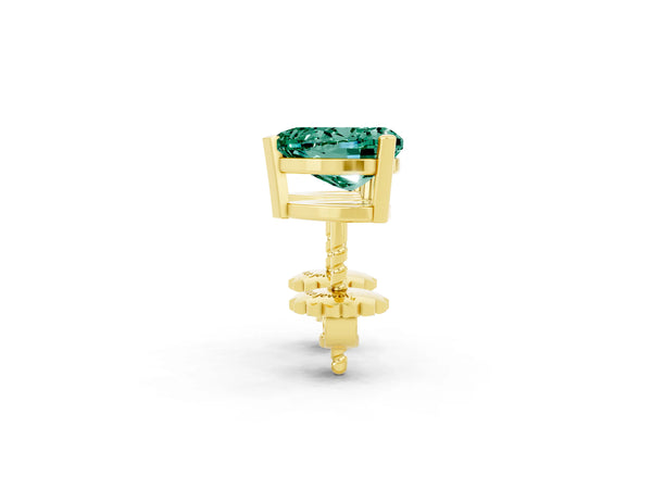 Yellow gold Heart Cut Green Sapphire Stud Earrings