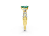 Yellow gold Heart Cut Green Sapphire Three-Stone Ring with Pavé Split Shank and Four-Prong Setting_2