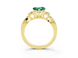 Yellow gold Heart Cut Green Sapphire Three-Stone Ring with Pavé Split Shank and Four-Prong Setting_3