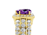 Yellow gold Heart Cut Halo Amethyst Ring with Split Shank and Four-Prong Setting_5