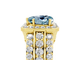 Yellow gold Heart Cut Halo Aquamarine Ring with Split Shank and Four-Prong Setting_5