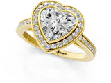 Yellow gold Heart Cut Halo Bezel Diamond Pave Band Ring_10