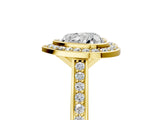Yellow gold Heart Cut Halo Bezel Diamond Pave Band Ring_14