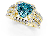 Yellow gold Heart Cut Halo Blue Topaz Ring with Split Shank and Four-Prong Setting_1
